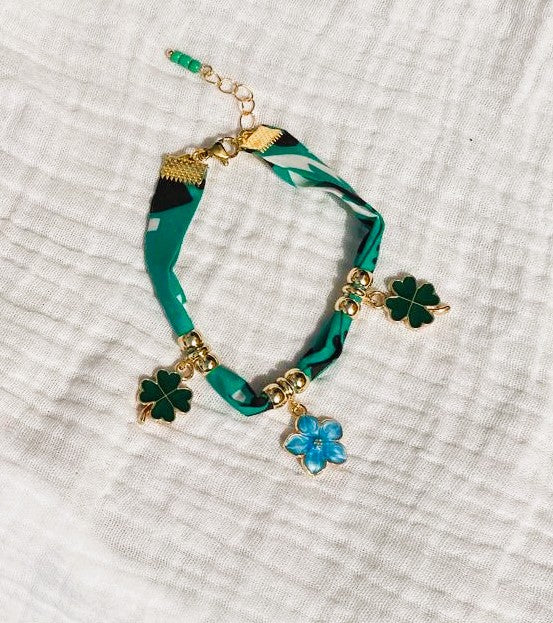 Bracelet bandana bleu-vert