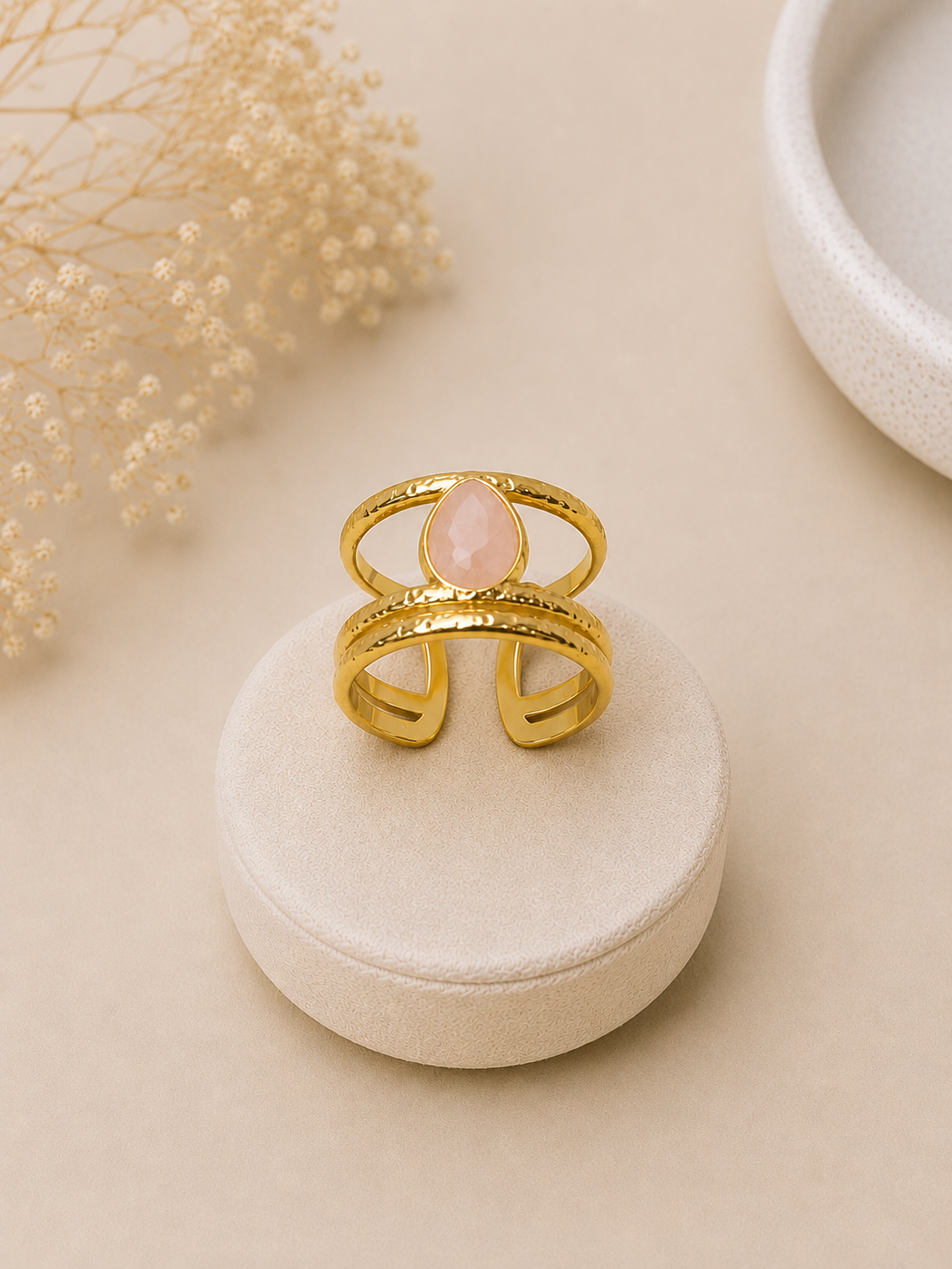 Bague goutte or - rose