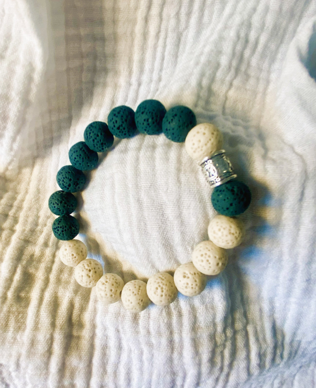 Bracelet volcanique vert et beige