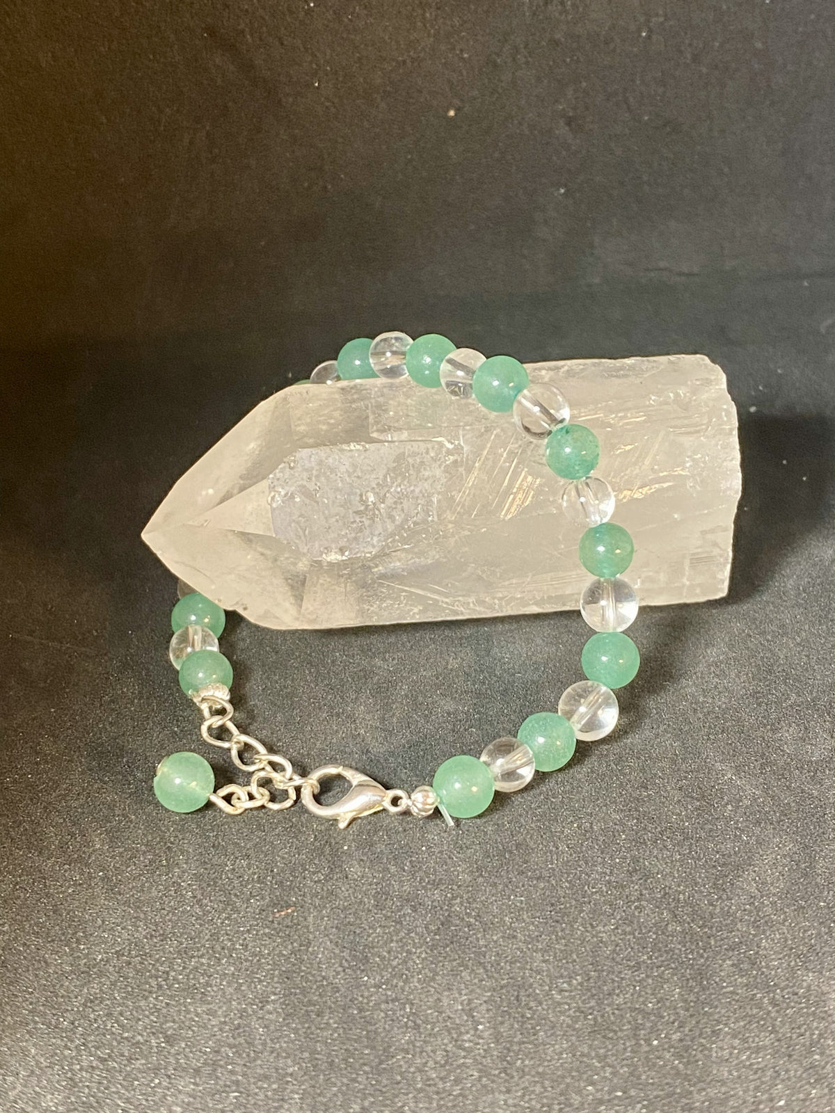 Aventurine et cristal de roche (6mm - ajustable)