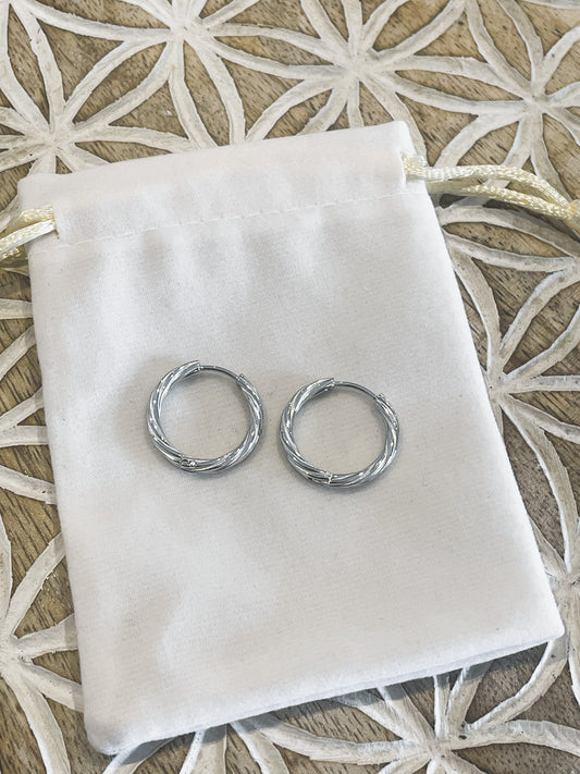 Créoles rondes torsadées plaqué Argent - 1,9 cm