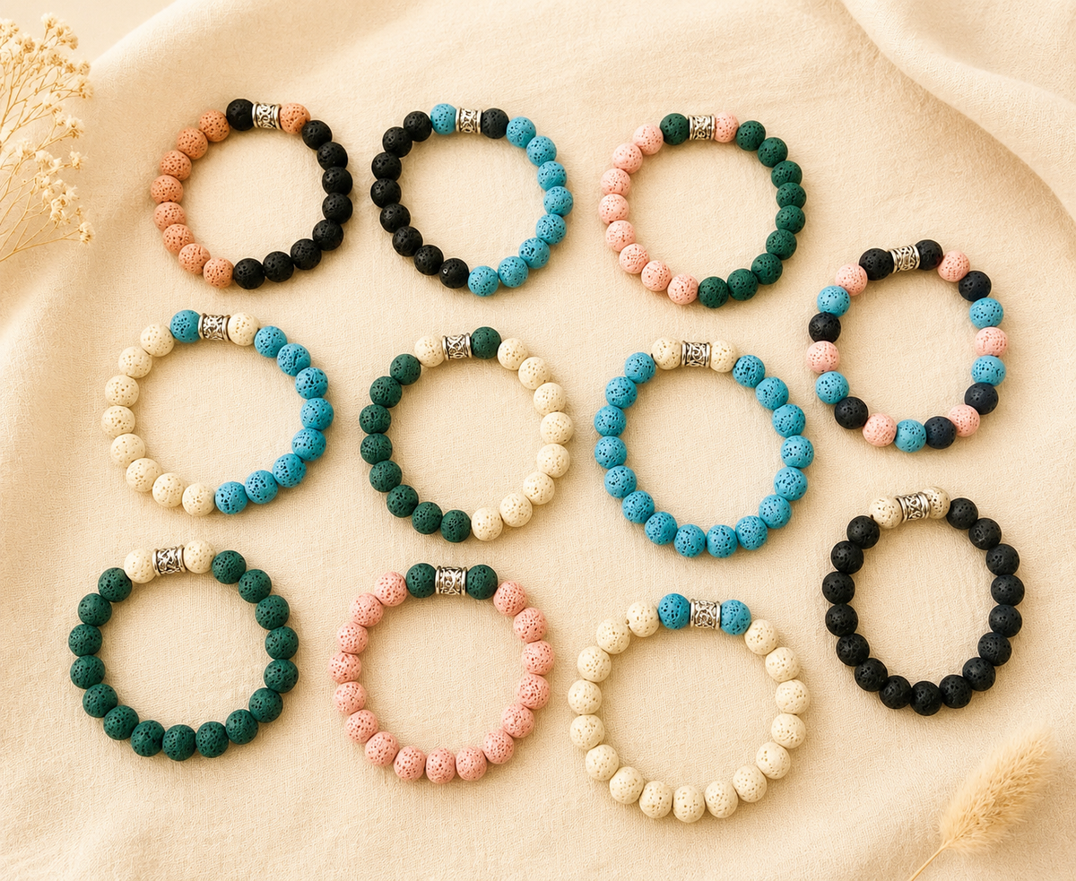 Nos bracelets en pierre volcanique