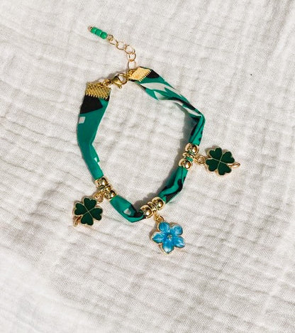 Bracelet bandana bleu-vert