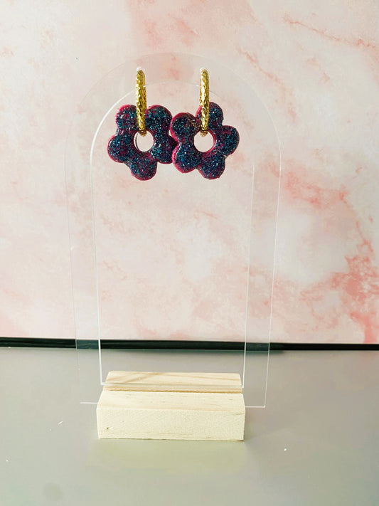 Pailletées bleues (base rose)