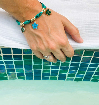Bracelet bandana bleu-vert