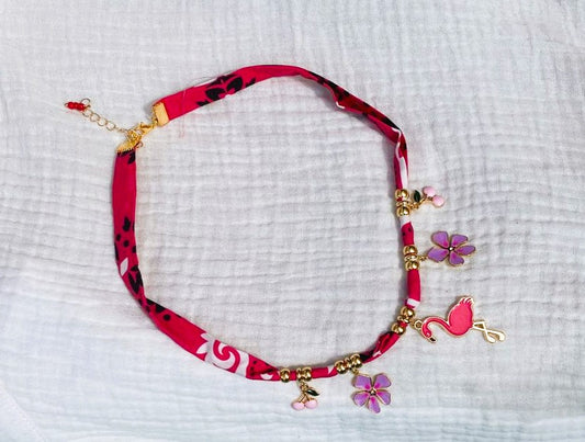 Collier bandana rose