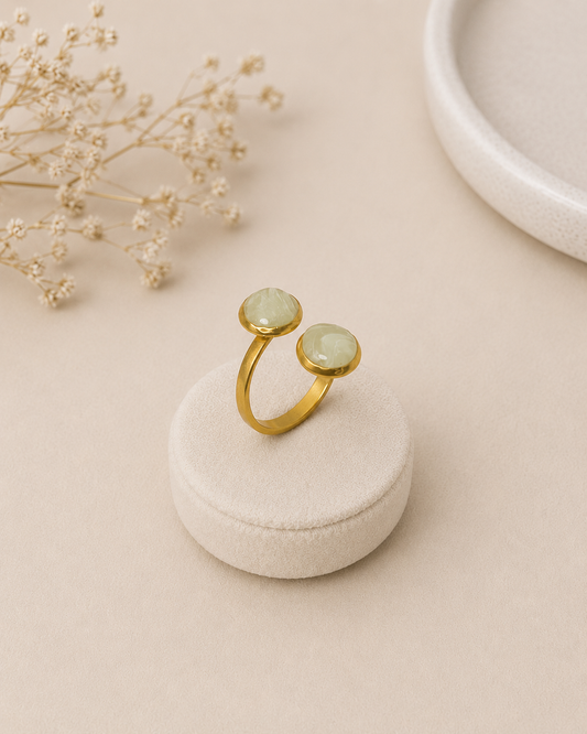 Bague double or - vert d'eau