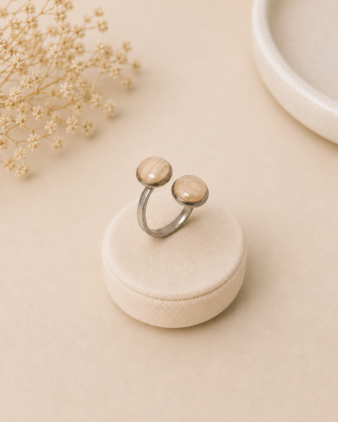 Bague double argent - rose