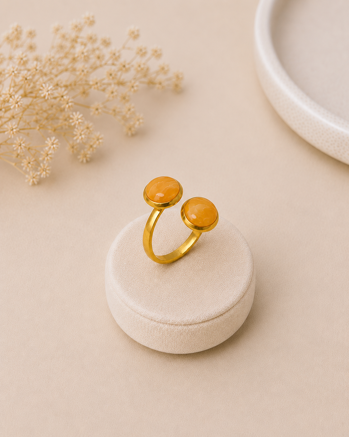 Bague double or - orange