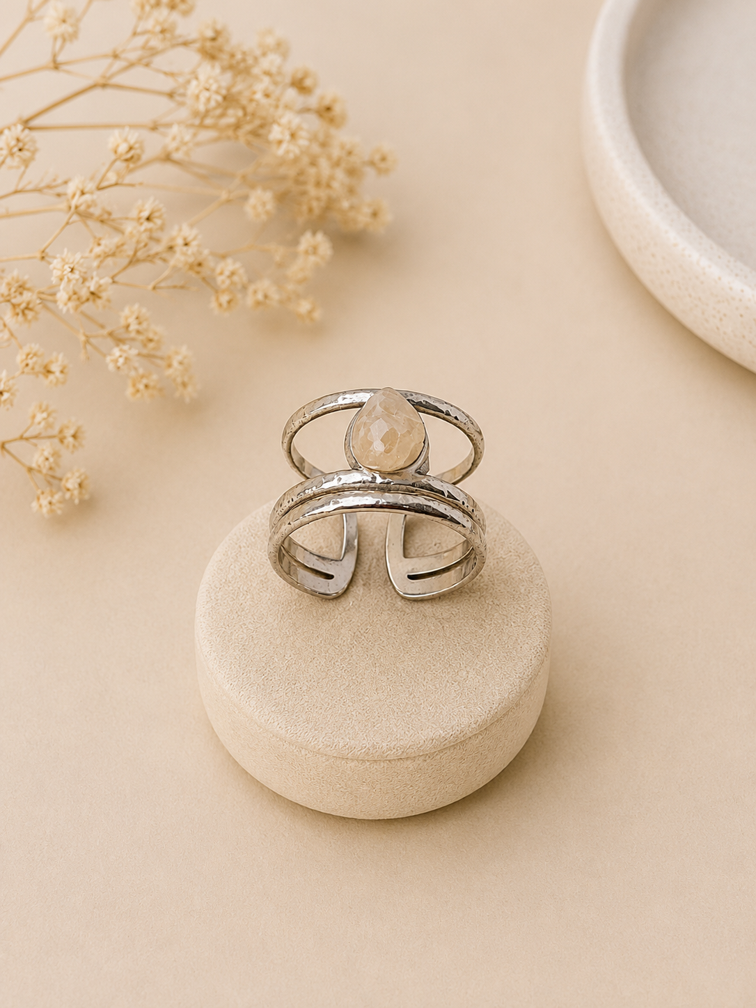 Bague goutte argent - rose