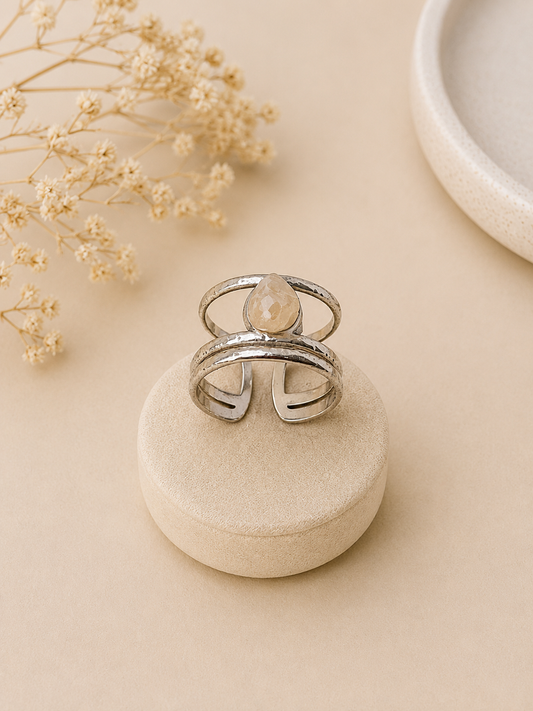Bague goutte argent - rose