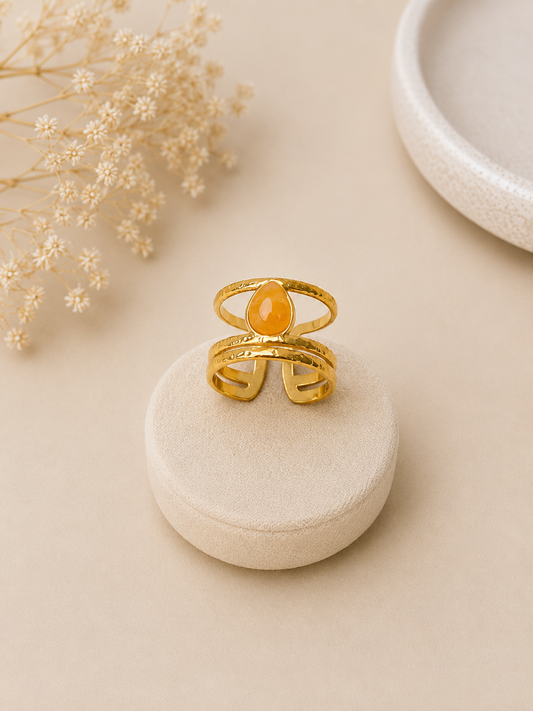 Bague goutte or - orange