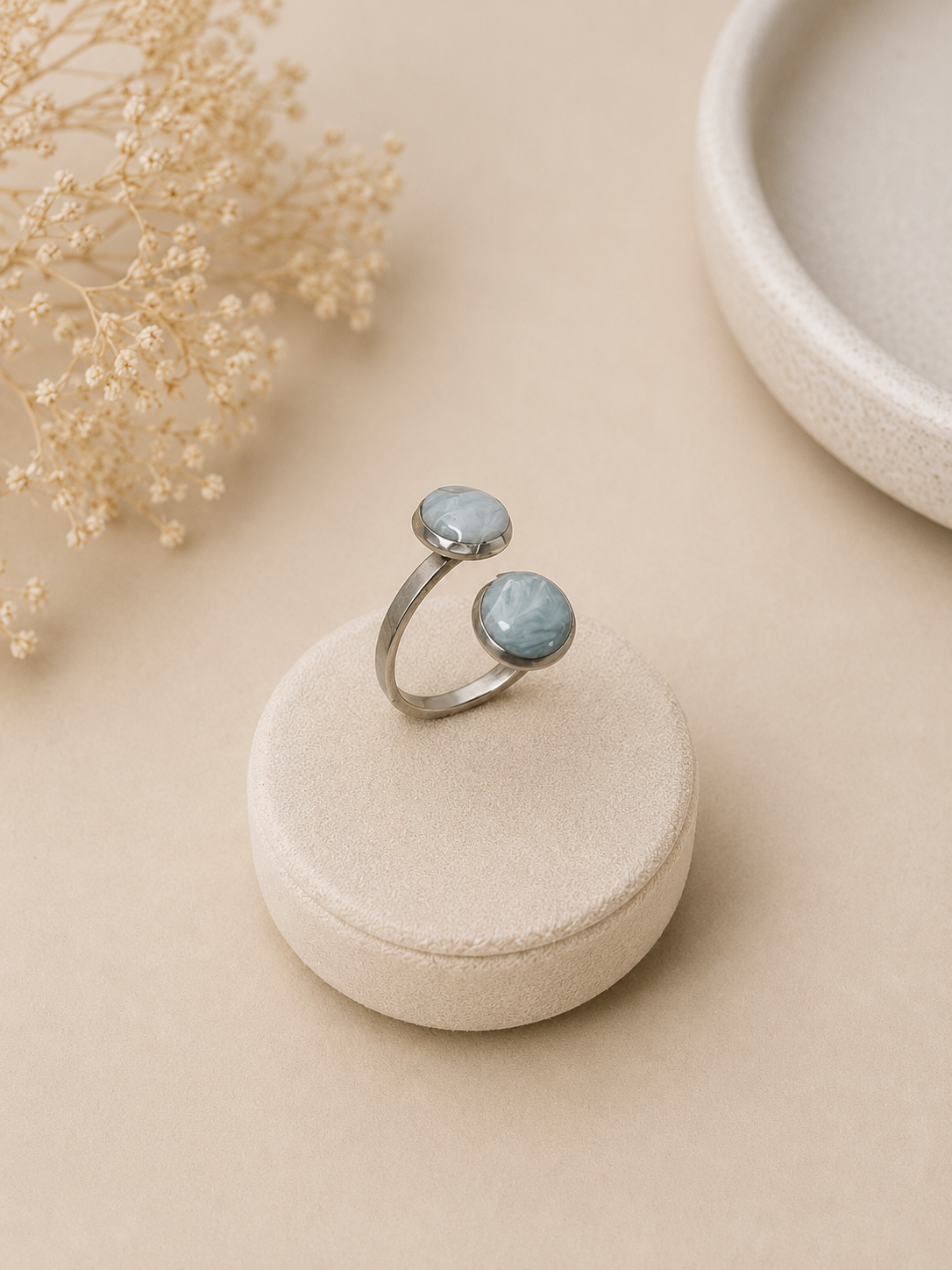 Bague double argent - bleu
