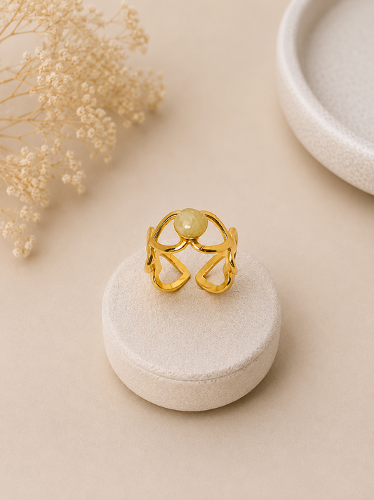 Bague coeur - vert d'eau