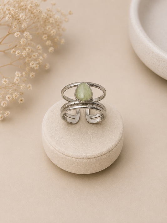 Bague goutte argent - vert d'eau