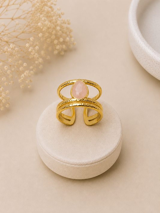 Bague goutte or - rose