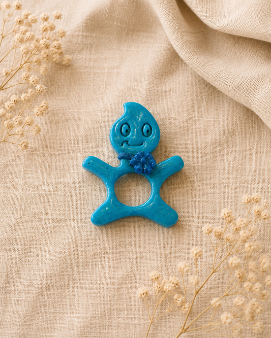 Broche à lunette smiley bleu