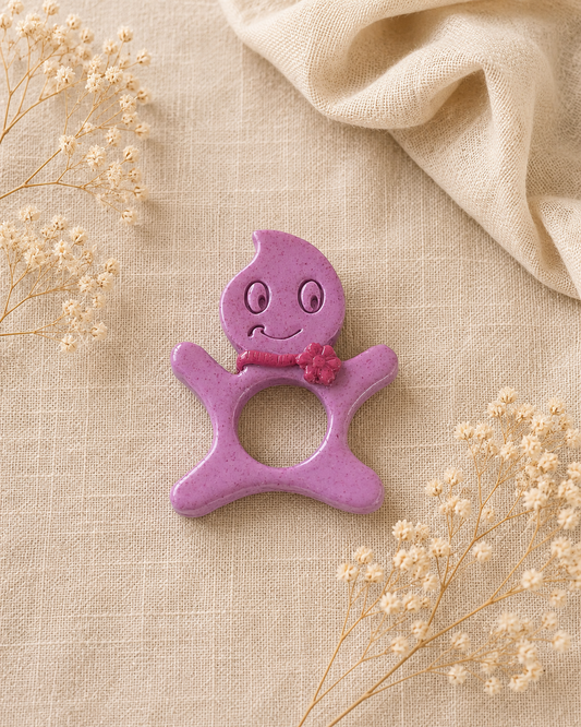Broche à lunette smiley rose