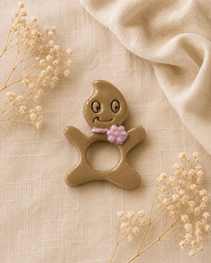 Broche à lunette smiley marron clair