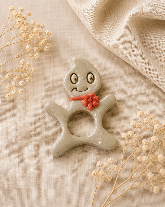 Broche à lunette smiley beige