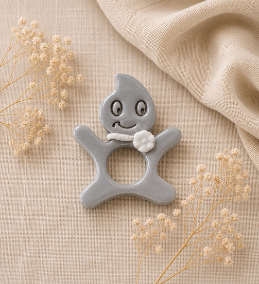 Broche à lunette smiley gris