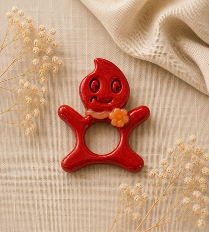 Broche à lunette smiley rouge