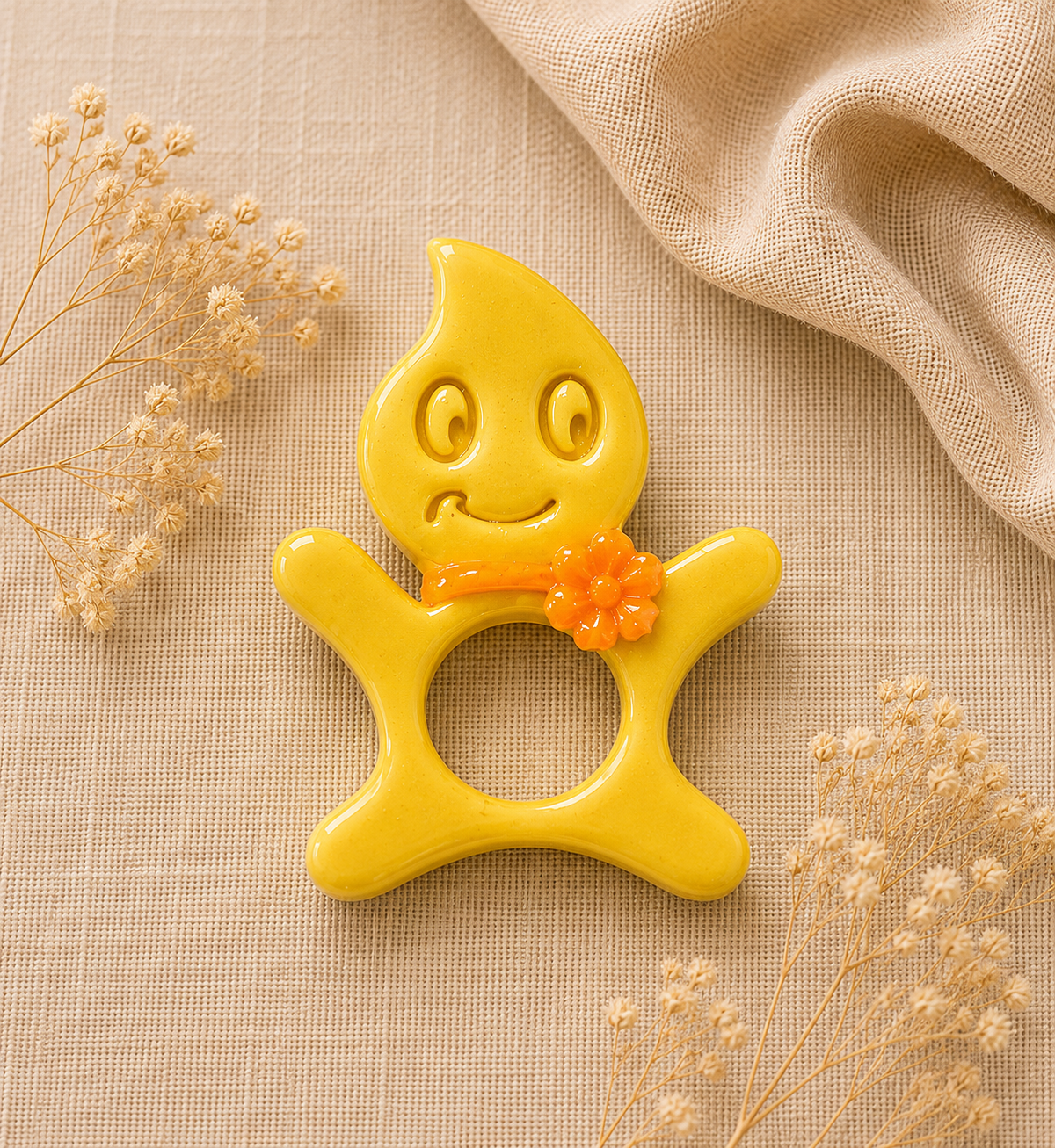 Broche à lunette smiley jaune