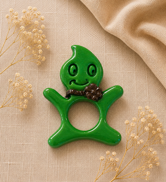 Broche à lunette smiley vert