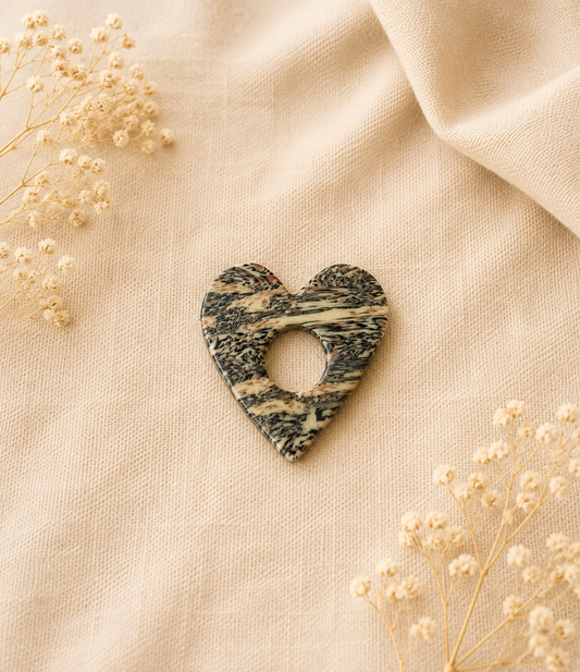 Broche à lunette coeur marbré