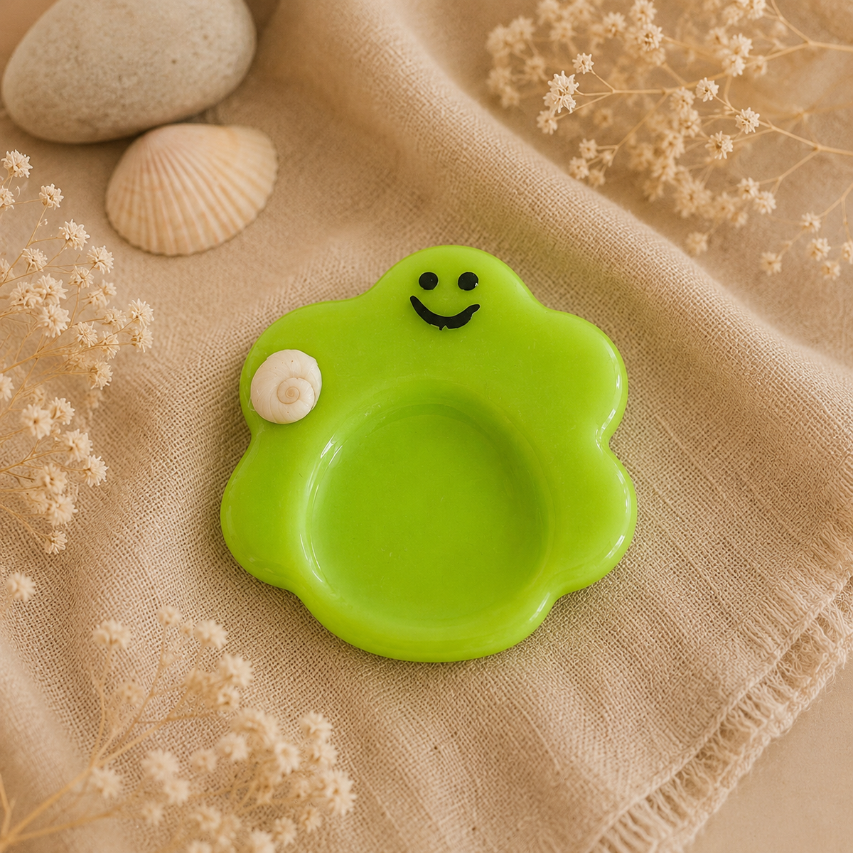 Trésor d'apaisement Smiley vert fluo