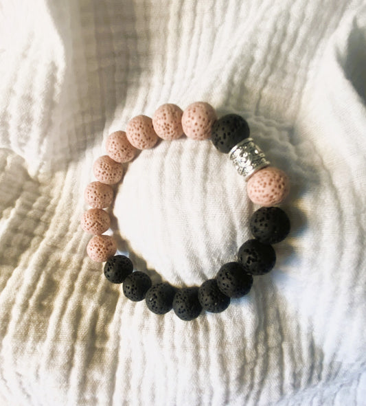 Bracelet volcanique rose pâle et noir