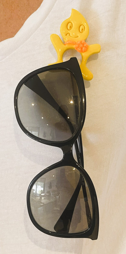 Broche à lunette smiley jaune