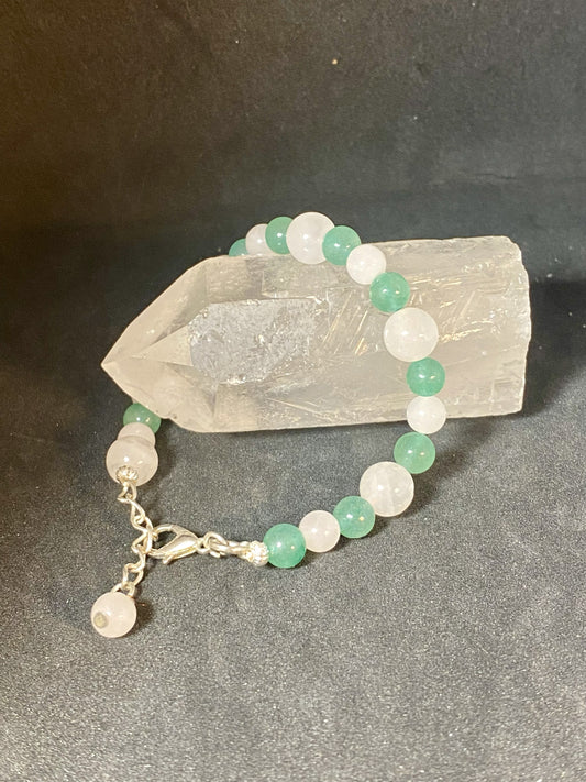 Quartz rose et aventurine (6 et 8 mm - ajustable)