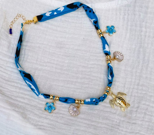 Collier bandana bleu
