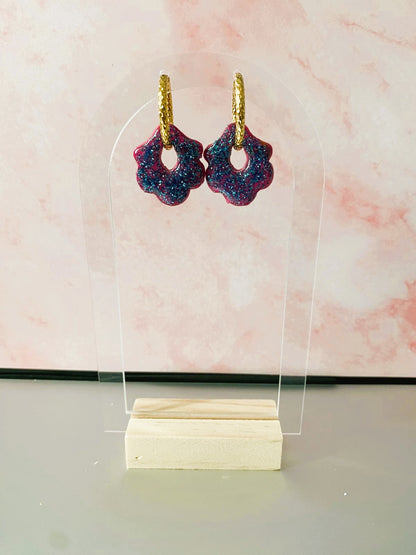 Pailletées bleues (base rose)
